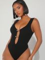 Andante USA Plunging Neck Safety Pin Bodysuit