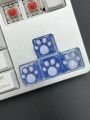 4pcs Adorable Blue Scratch Resistant Semi-transparent Abs Resin Cat Paw Design Key Caps For Mechanical Keyboard Decoration