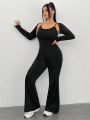 SHEIN Coolane Plus Size Women'S Two Piece Set Jumpsuit And Bolero Set