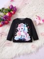 Baby Girls' Cute Unicorn Pattern Long Sleeve T-shirt, Autumn
