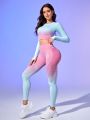 Seamless High Stretch Ombre Cut Out Back Sports Set