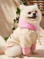 LM Estudio 1pc Pink And Yellow Combined Cute Pet Printed Cardigan Sweatshirt