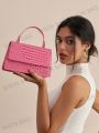 1pc Fashionable Solid Color Crocodile Pattern Embossed Elegant Handbag Suitable For Women's Daily Use, Dating Gift