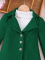 Toddler Girls' Woolen Coat With Turn-Down Collar For Autumn/Winter
