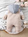 Infant Girls' Simple Casual Long Sleeve Color Block Hooded Jumpsuit