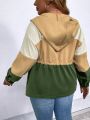 SHEIN LUNE Plus Size Women'S Drawstring Hooded Jacket