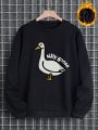 Men's Plus Size Cartoon Goose Pattern Long Sleeve Sweatshirt