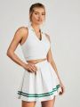 SHEIN VARSITIE Sports TENNIS Basic Thigh Highs&Pleated  With TANK TOP AND SKIRT SET