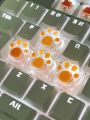 4pcs Cute Orange Scratch-resistant Transparent Abs Resin Cat Claw Designed Keycaps Fit For Cross-axis Mechanical Keyboard Keycap Decoration