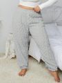 Plus Size Solid Color Plush Sleepwear Pants
