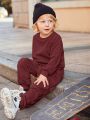 SHEIN Kids EVRYDAY Young Boy Solid Pullover & Sweatpants