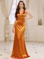 SHEIN Belle V-Neck, Hollow Design At The Waist, Fishtail Dress, Women's Evening Dress (Heavy Industry Style)