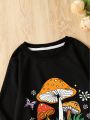 Girls' (big) Mushroom Printed Crew Neck Sweatshirt