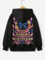 Teen Girls' Casual Hooded Sweatshirt With Cartoon Pattern, Long Sleeve, Suitable For Autumn And Winter