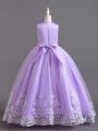 Girls' Sleeveless Tulle Party Dress With Floral Decals For Tween Girls