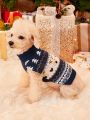 PETSIN Christmas Reindeer & Fair Isle Pattern Blue & White Pet Sweater