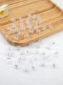 50pcs/pack Ladies' 1.5cm Clear White Plastic Hair Clip With Three Teeth, Suitable For Daily Use
