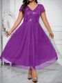 SHEIN Privé Plus Size Sequin Splicing Mesh Dress