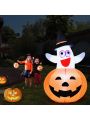 Costway 5 Ft Halloween Blow-up Inflatable Ghost in Pumpkin w/ LED Bulb Yard Decoration