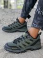 Men's Fashionable Color-blocked Outdoor Hiking Shoes With Lace-up Design