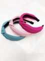 3pcs/set Women's Simple Solid Fabric Hairbands For Daily Use