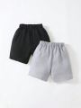 SHEIN Kids KDOMO 2pcs Toddler Boys' Casual Formal Shorts Set, Fresh Spring/summer New Arrival