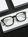 1pc Fashionable Men's Stainless Steel Alloy Simple Anti-blue Light Prescription Glasses