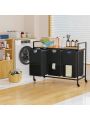 Laundry Hampers with Shelf, Laundry Basket 3 Section, Laundry Sorter with Pull-Out Removable Large 3 Color Bags and Movable Wheels, Metal Frame