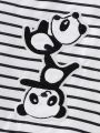 Baby Boys' Cute Panda Stripe & Embroidery Design Simplistic Three-Color Jumpsuit Set, Black White Gray