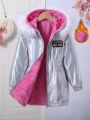 SHEIN Kids EVRYDAY Girls' Fashionable Mid-length Coat With Collar