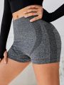 SHEIN Teenage Girls' Seamless Knitted Jacquard Casual Sports Shorts