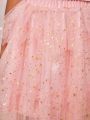 SHEIN Kids SUNSHNE Big Girls' Elegant Party Holiday Tulle Puffy Skirt