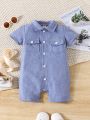Summer New Baby Boy Casual Outing Short-Sleeved Shirt Jumpsuit