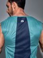 Men Color Block And Letter Graphic Sports Tank
