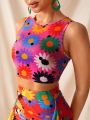 SHAQUITA GARCIA Floral Printed Cami Top & Ruffled Hem Skirt Set