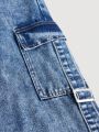 SHEIN Teen Girls' Flip-pocket Denim Jeans