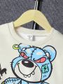 SHEIN Kids HYPEME Young Boy Bear Print Sweatshirt & Sweatpants