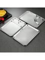 1pc Silver Stainless Steel Square Snack Plate, 3 Styles Available, For Serving Food, Bbq, Fruits, Snacks. Suitable For Dining Table Or Living Room Decoration.