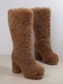 Women's Casual Winter Plush High Heel Knee-high Boots