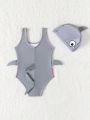 SHEIN Baby Boys' Shark Print Swimsuit