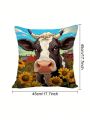 Sunflower And Cattle Printed Pillowcase