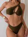 SHEIN Swim Vcay Solid Color Texture Separated Swimsuit Set