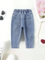 Infant Girls' Heart & Flower Pattern Printed Jeans