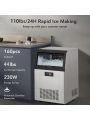 Commercial Ice Maker Machine, Under Counter Ice Machine Produce 110lbs in 24Hrs, Stainless Steel Commercial Ice Maker with 33lbs Storage Capacity
