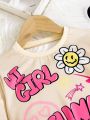 SHEIN Kids HYPEME Young Girl Slogan Graphic Sweatshirt