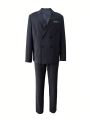 Manfinity Mode Men's Striped Notch Lapel Double-breasted Slim Fit Suit