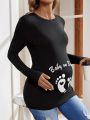 SHEIN Maternity Footprint Nursing T-shirt