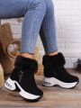 Women's Thick-soled Internal Height-increasing Snow Boots, Winter 2023 New Style, Slip-resistant Low Heel Short Boots With Fleece Lining