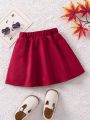 SHEIN Kids EVRYDAY Young Girl Button Front Flare Skirt