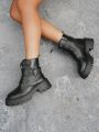 Women's Autumn Short Boots With Chunky Heel, Fashionable And Versatile